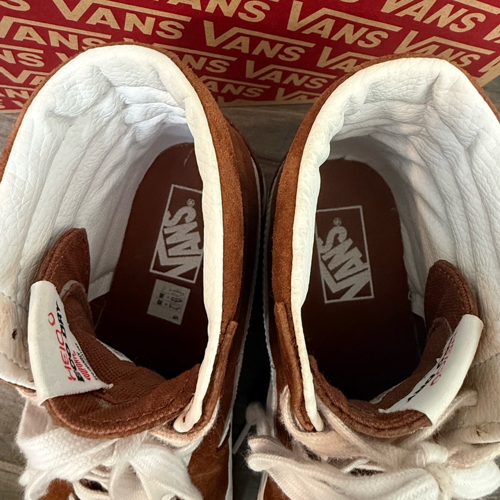 Vans Kids Brown and White High-Top Sneakers